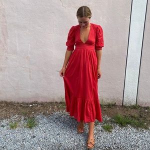 MADISON MATHEWS SADIE MAXI DRESS RED